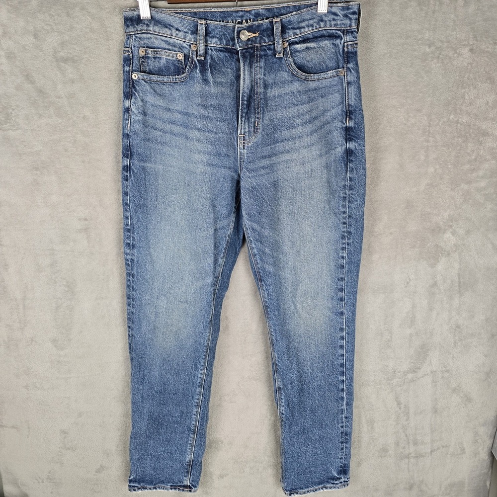 American Eagle Super High-Rise Straight Jeans Blue Medium Wash‎ Womens 6 Regular